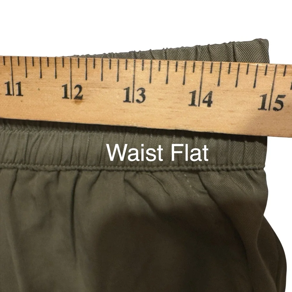 Blue Velvet Cargo Jogger Pants Women Large Olive Green Elastic Waist Drawstring
